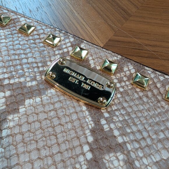 Michael Kors Snake Print Clutch Wristlet with Gold Studs - Picture 4 of 4